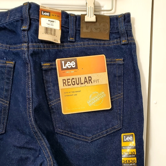 Lee Men's Regular Fit Straight Leg Blue Jeans Pepper Prewash 2008989 sz 34x30✨️ - Picture 7 of 9